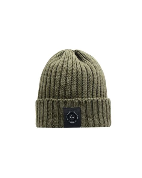 Khaki Wool Branded Beanie 